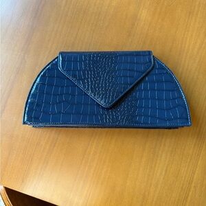 Joy & Iman Navy Crocodile-Embossed‎ Clutch